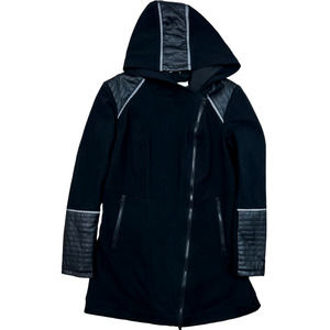 Blanc Noir Asym Hooded Moto Jacket